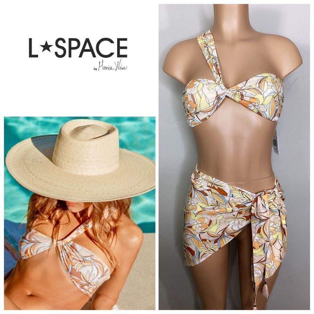 New. L*SPACE floral one shoulder twist bikini top. Small. Retails $114